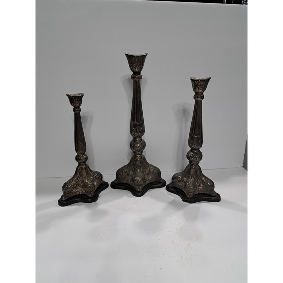 Castilian Imports 0509 Vintage Candle Holders Candlesticks Heavy Silver Ornate